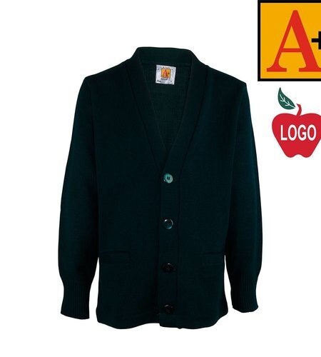 Embroidered 6300 Green Cardigan Sweater With Logo