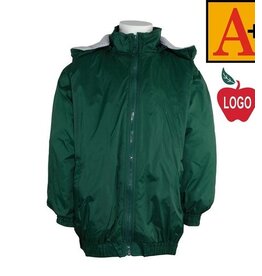 School Apparel Embroidered 6225 Green Nylon Jacket With Logo (OUTDOOR USE ONLY)