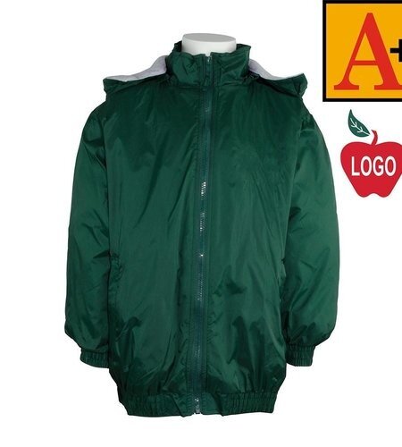 School Apparel Embroidered 6225 Green Nylon Jacket With Logo (OUTDOOR USE ONLY)