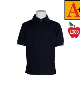 School Apparel Embroidered 8320 Dark Navy SS Jersey Polo Shirt With Logo