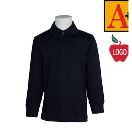 School Apparel Embroidered 8326 Dark Navy LS Jersey Polo Shirt With Logo