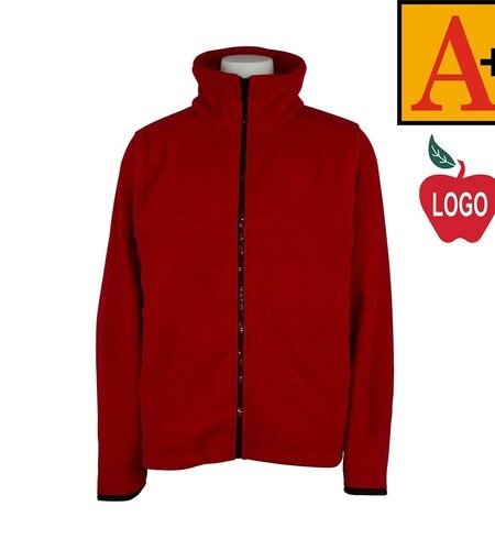 Embroidered 6202 Red Full Zip Fleece Jacket With Logo