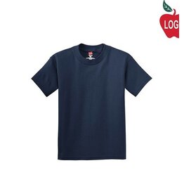 Heat Pressed 2000 Navy Tee Shirt With Logo Grades 4-8