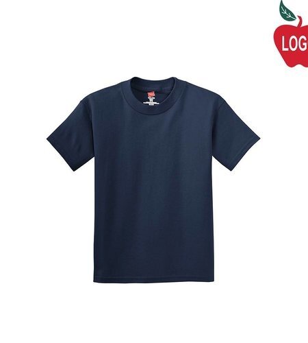 SANMAR Heat Pressed 2000 Navy Tee Shirt With Logo Grades 4-8