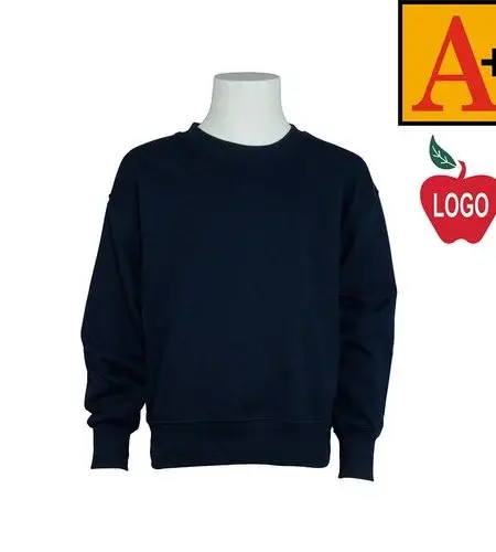 Embroidered 6254 Navy Crew Sweatshirt With Logo Grades K-8