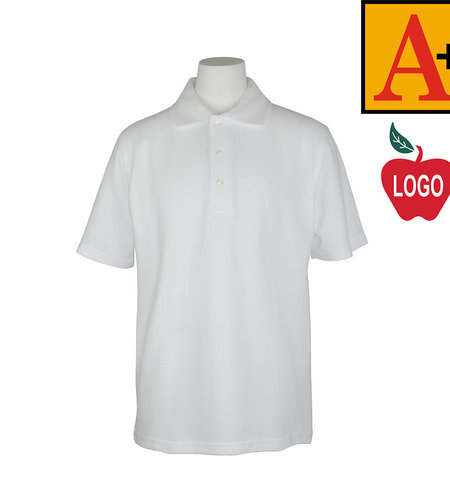 School Apparel Embroidered 8760 White SS Pique Polo Shirt With Logo