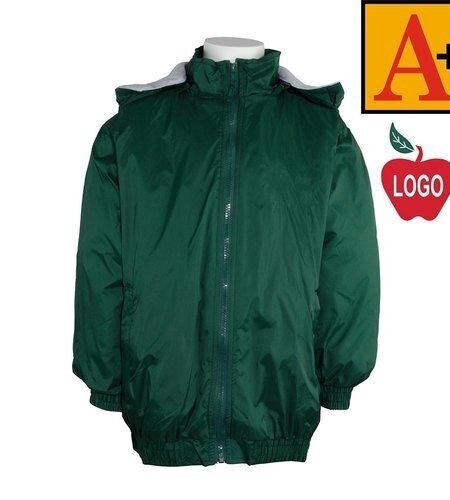 Embroidered Green Hooded Nylon Jacket #6225-1856