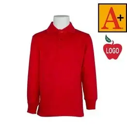 Embroidered Red Long Sleeve Interlock Polo #8326-1846-Grade TK-8