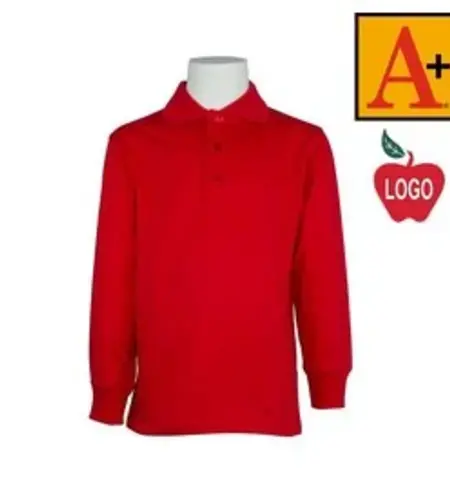 Embroidered Red Long Sleeve Interlock Polo #8326-1846-Grade TK-8