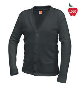 Embroidered 6300 Charcoal Cardigan Sweater With Logo