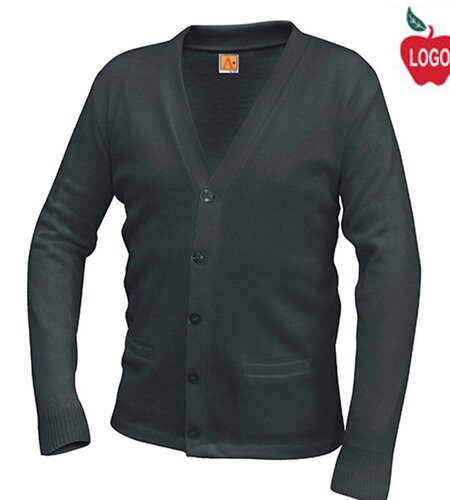 Embroidered 6300 Charcoal Cardigan Sweater With Logo