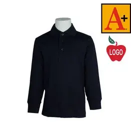 Embroidered Navy Long Sleeve Polo #8326