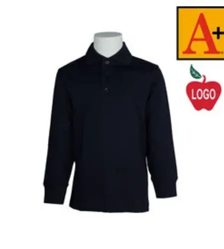 Embroidered Navy Long Sleeve Polo #8326