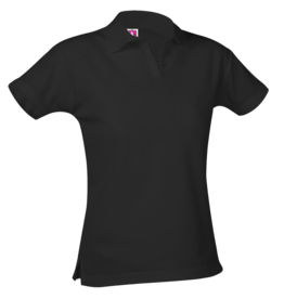 Embroidered Black Girls Fit SS Polo Shirt With Logo #9737 Grades 6-8