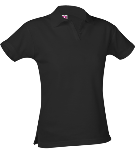 Embroidered Black Girls Fit SS Polo Shirt With Logo #9737 Grades 6-8