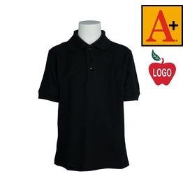Embroidered Embroidered Black SS Polo Shirt With Logo Grades 6-8