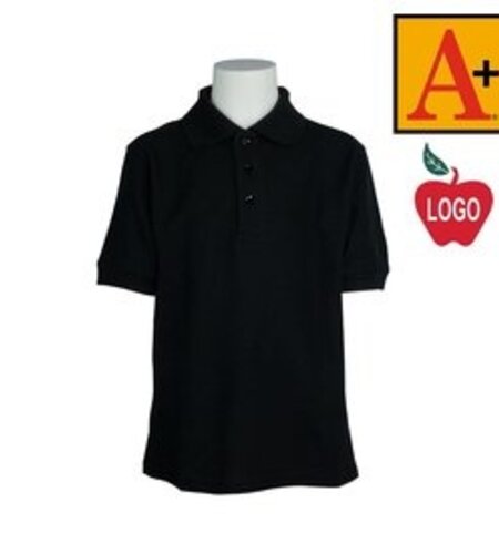 Embroidered Embroidered Black SS Polo Shirt With Logo Grades 6-8