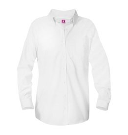 Embroidered White Long Sleeve Girls Oxford Blouse #9506