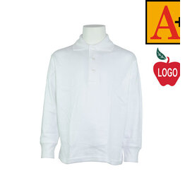 Embroidered White Long Sleeve Jersey Polo #8326 Grades PS-8