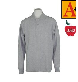 Embroidered Ash Grey Long Sleeve Pique Polo #8766 Grades PS-8
