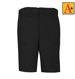 School Apparel Black Mens Plain Front Stretch Shorts #7898