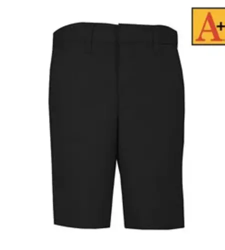 School Apparel Black Mens Plain Front Stretch Shorts #7898