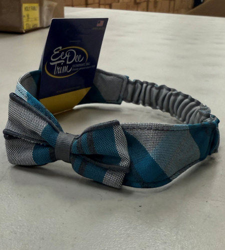 EE Dee Trim Elastic Back Headband With Bow FBE157 Plaid 965