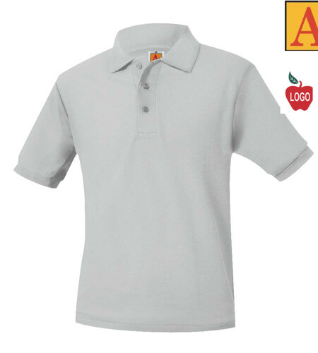 Heat Press Ash Grey Short Sleeve Pique Polo #8761 Grades K-8