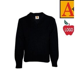 Embroidered Navy V-Neck Pullover Sweater #6500 Grades 6-8