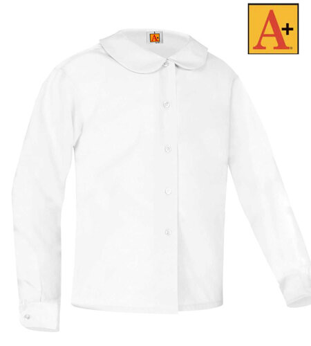School Apparel White Long Sleeve Peter Pan Blouse #9686