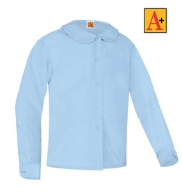 School Apparel Light Blue Long Sleeve Peter Pan Blouse #9686