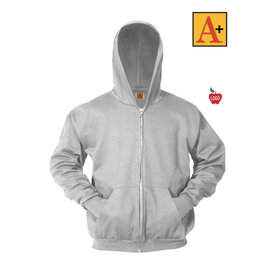 Heat Press Ash Grey Zip-Up Hooded Sweatshirt #6247Grades TK-8