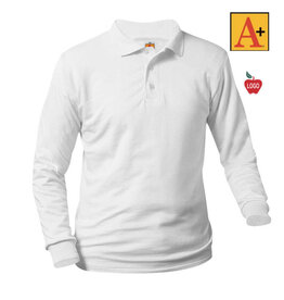 Embroidered 8326 White LS Polo Shirt With Logo