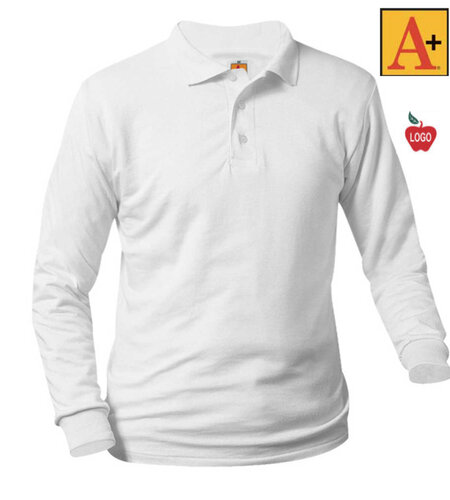 Embroidered 8326 White LS Polo Shirt With Logo