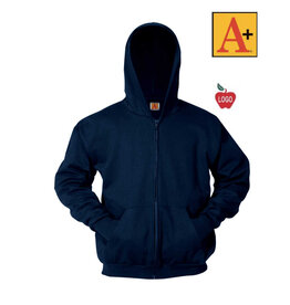 Embroidered Navy Blue Zip Hood Sweatshirt #6247-1829-Grade PK-8
