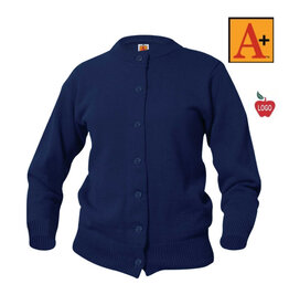 Embroidered Navy Girls Cardigan Sweater #6000 Grades K-5