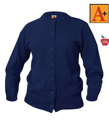 Embroidered Navy Girls Cardigan Sweater #6000 Grades K-5