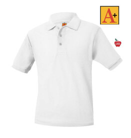 Embroidered White Short Sleeve Pique Polo Shirt #8761 Grades K-8