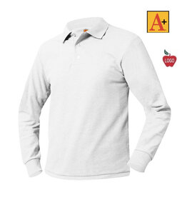 Embroidered White Long Sleeve Jersey Polo Shirt #8326 Grades K-8