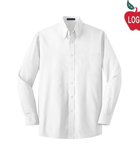 Embroidered Mens White Long Sleeve Dress Shirt #W100-1810