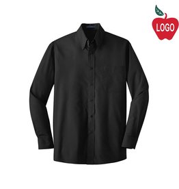 Embroidered Mens Black Long Sleeve Dress Shirt #W100-1810