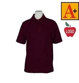 Embroidered Wine Short Sleeve Polo Shirt #8760 with Middle School Logo