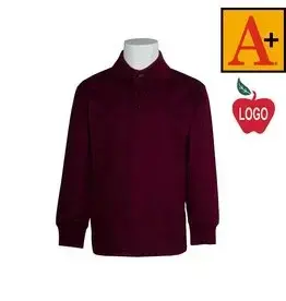 Embroidered Wine Long Sleeve Polo Shirt #8326 Middle School Logo