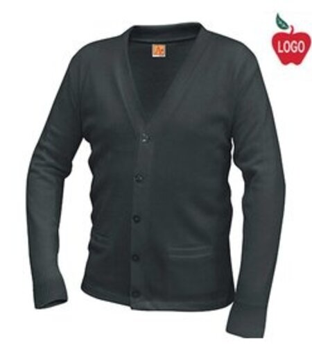 Embroidered Charcoal Grey Cardigan Sweater #6300 With Middle School Logo