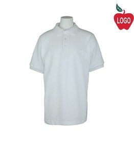 Embroidered White Short Sleeve Pique Polo #8761