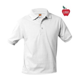 Embroidered White Short Sleeve Polo Shirt #8760 with Elementary School Logo