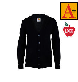 Embroidered Fine Gauge Navy Blue Cardigan Sweater #6432
