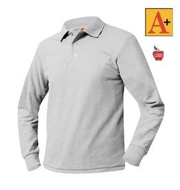 Embroidered Grey Long Sleeve Polo #8766-1809