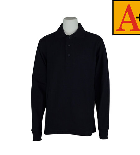 School Apparel Navy Long Sleeve Pique Polo #8766-00