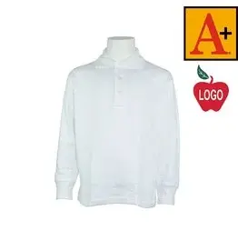 Embroidered White Long Sleeve Polo Shirt #8326